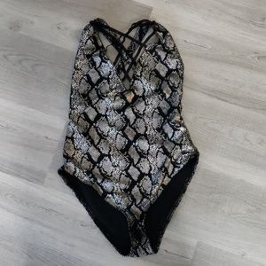 BlackMilk Disco Snake Harp Bodysuit